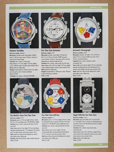 Jacob orologi specifiche - &, co.